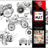 PLANȘĂ FUNNY MAT - MASINI MONSTER + CADOU SET INSTRUMENTE DE COLORAT, SFU1042