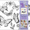PLANȘĂ FUNNY MAT - FLUTURI + CADOU SET INSTRUMENTE DE COLORAT, SFU1063