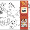 PLANȘĂ FUNNY MAT - ANIMALE DOMESTICE  + CADOU SET INSTRUMENTE DE COLORAT, SFU1113
