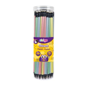 Creioane Strigo HB cu guma de sters, lemn negru, corp pastel metalic, SSC281