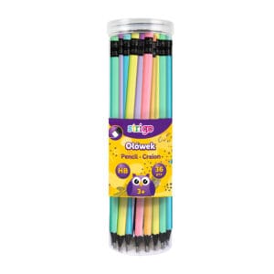 Creioane Strigo HB cu guma de sters multicolora, lemn negru si corp pastel, SSC283