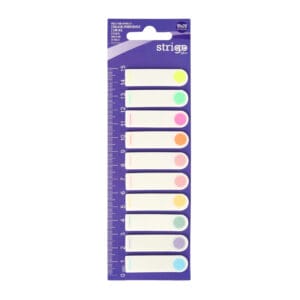 Etichete Indexare Strigo cu riglă 10x20 file, 10 culori Pastel, 44x12mm SSN038