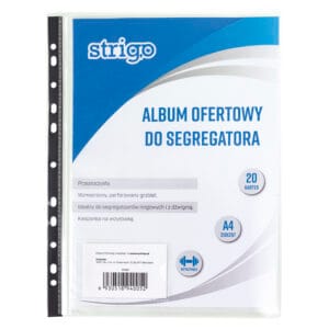Album 20 folii protectie A4 Strigo, perforatii biblioraft, transparent SF024