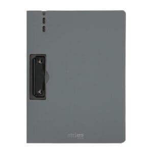 Clipboard Strigo vertical A4 cu clip metalic lateral, suport stilou, gri SF059