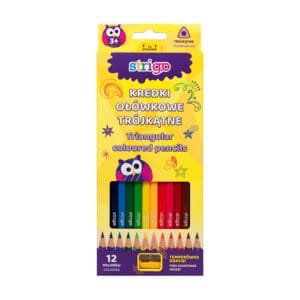 Creioane colorate Strigo cu ascutitoare, 12 culori SSC110