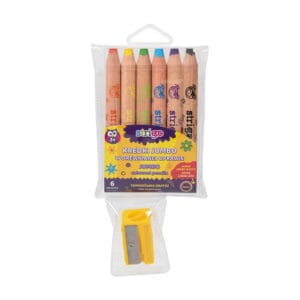 Creioane colorate Strigo Jumbo, cu ascutitoare, 6 culori SSC113