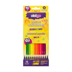 Creioane colorate Strigo, NEON, 12 culori, cu ascutitoareSSC117