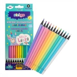 Creioane colorate Strigo pastel 12 culori, cu ascutitoare SSC149