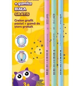 Blister Creioane Strigo HB PASTEL X3 +guma de sters SSC150X3+SSC102