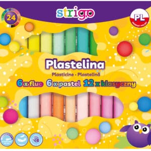 Plastilina Strigo 24 culori mix (6 x fluorescente, 6 x pastel, 12 x clasice) SSC337