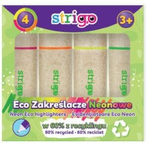 Set 4 evidentiatoare Strigo Eco-Friendly, NEON, roz, portocaliu, galben, verde SSC343