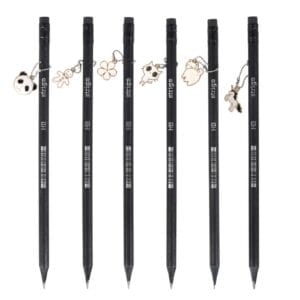 Creion Strigo HB Charms, lemn negru, mix 33 de modele pandantive SSC385