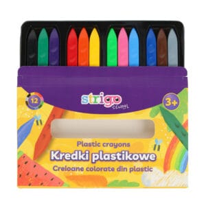 Creioane colorate Strigo triunghiulare, plastic, 12 culori SSC399