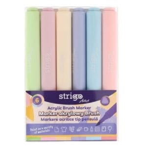 Markere acrilice Strigo tip pensula, 6 culori, SSC428