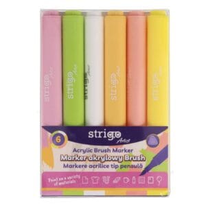 Markere acrilice Strigo tip pensula, 6 culori, SSC430