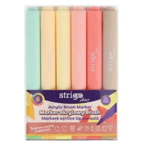 Markere acrilice Strigo tip pensula, 6 culori, SSC432