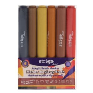 Markere acrilice Strigo tip pensula, 6 culori, SSC433
