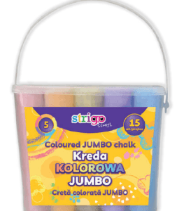 Cretă Strigo colorată Jumbo, 15 buc, 5 culori in galetusă SSC395