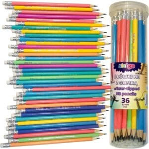 Creioane Strigo HB Pastel, cu guma de sters, SSC150