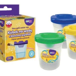 Pahar Strigo pentru pictura, fara varsare cu suport pentru 2 pensule, mix culori SSC402