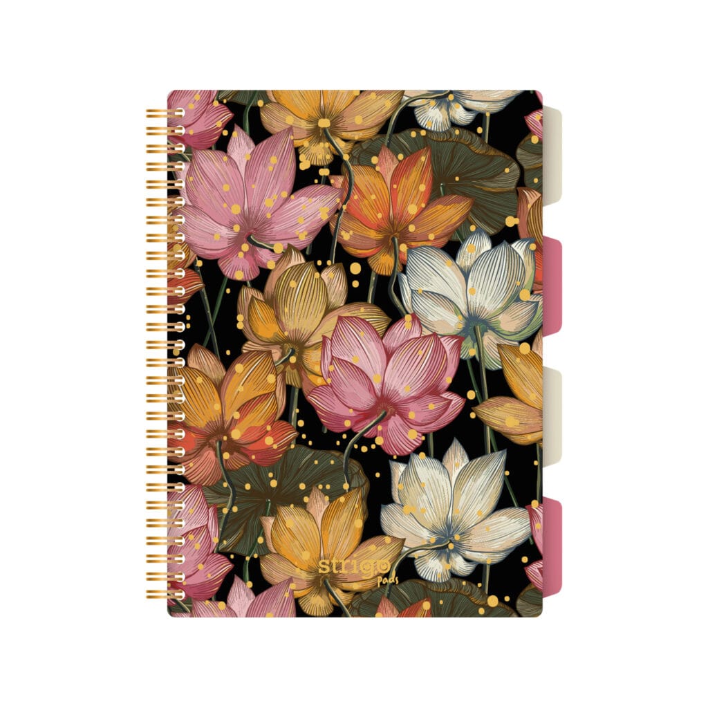 Caiet cu spirala si separatoare, STRIGO PADS Project Book FLOWER, B5, Matematica, PADS073