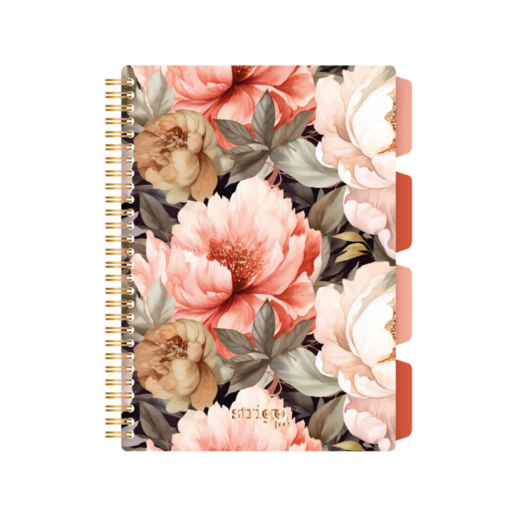 Caiet cu spirala si separatoare, STRIGO PADS Project Book Flori, B5, Matematica, PADS079
